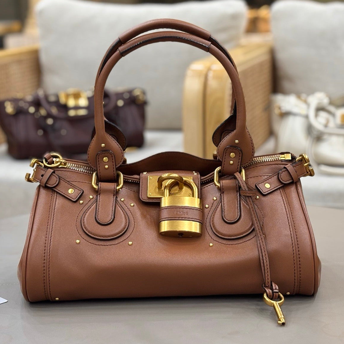 Chloe Paddington 36cm Bag With Gold-tone Hardware Brown Leather