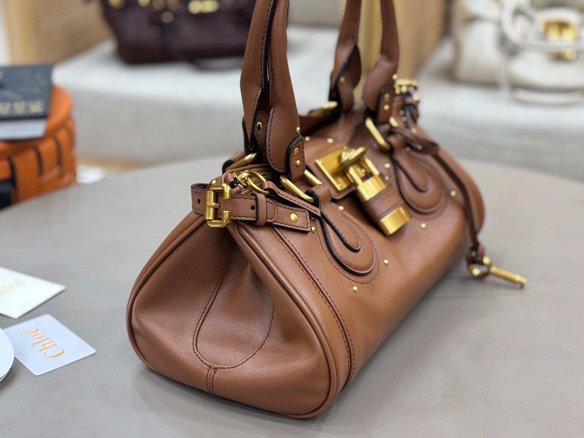 Chloe Paddington 36cm Bag With Gold-tone Hardware Brown Leather