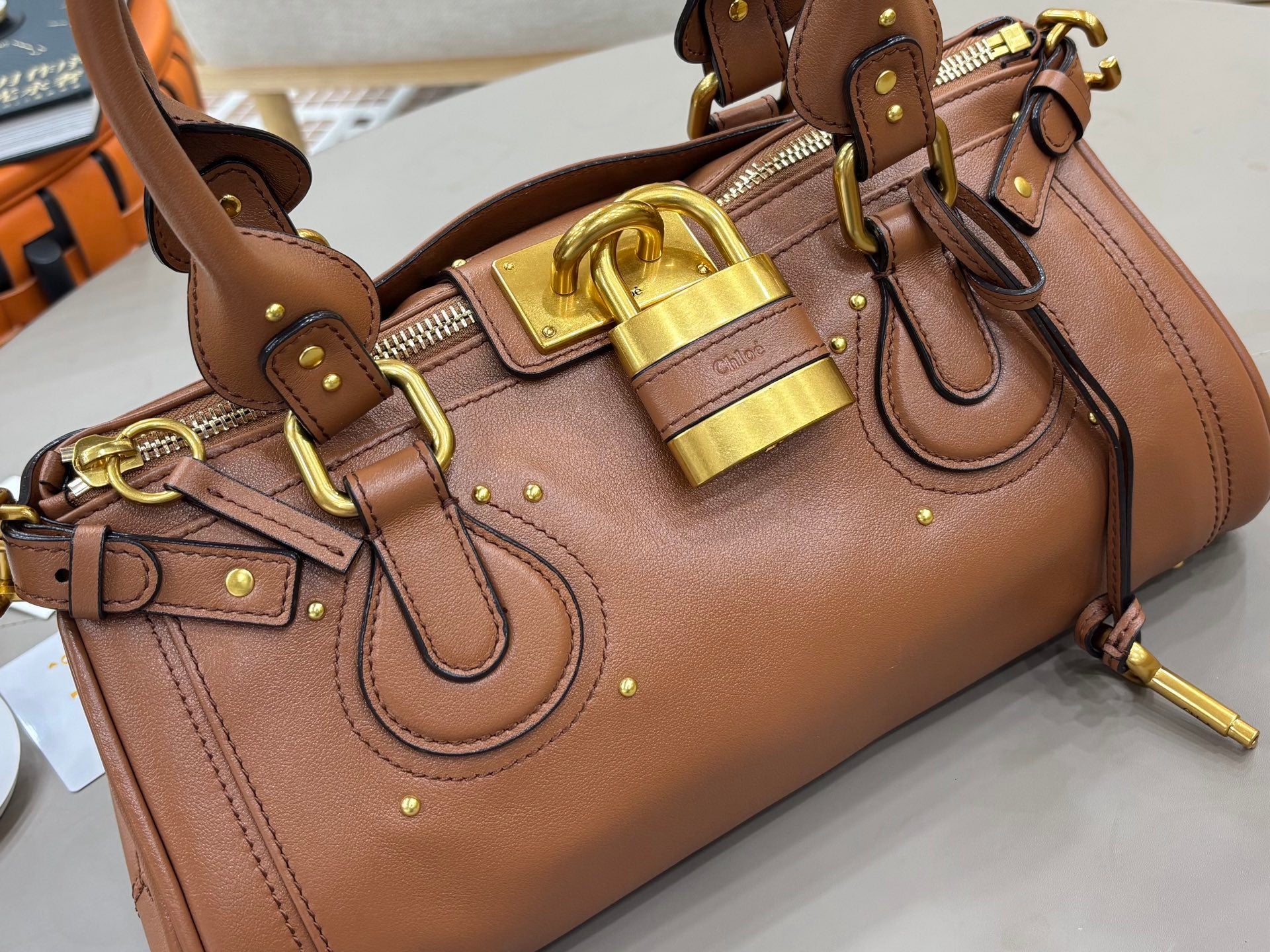 Chloe Paddington 36cm Bag With Gold-tone Hardware Brown Leather