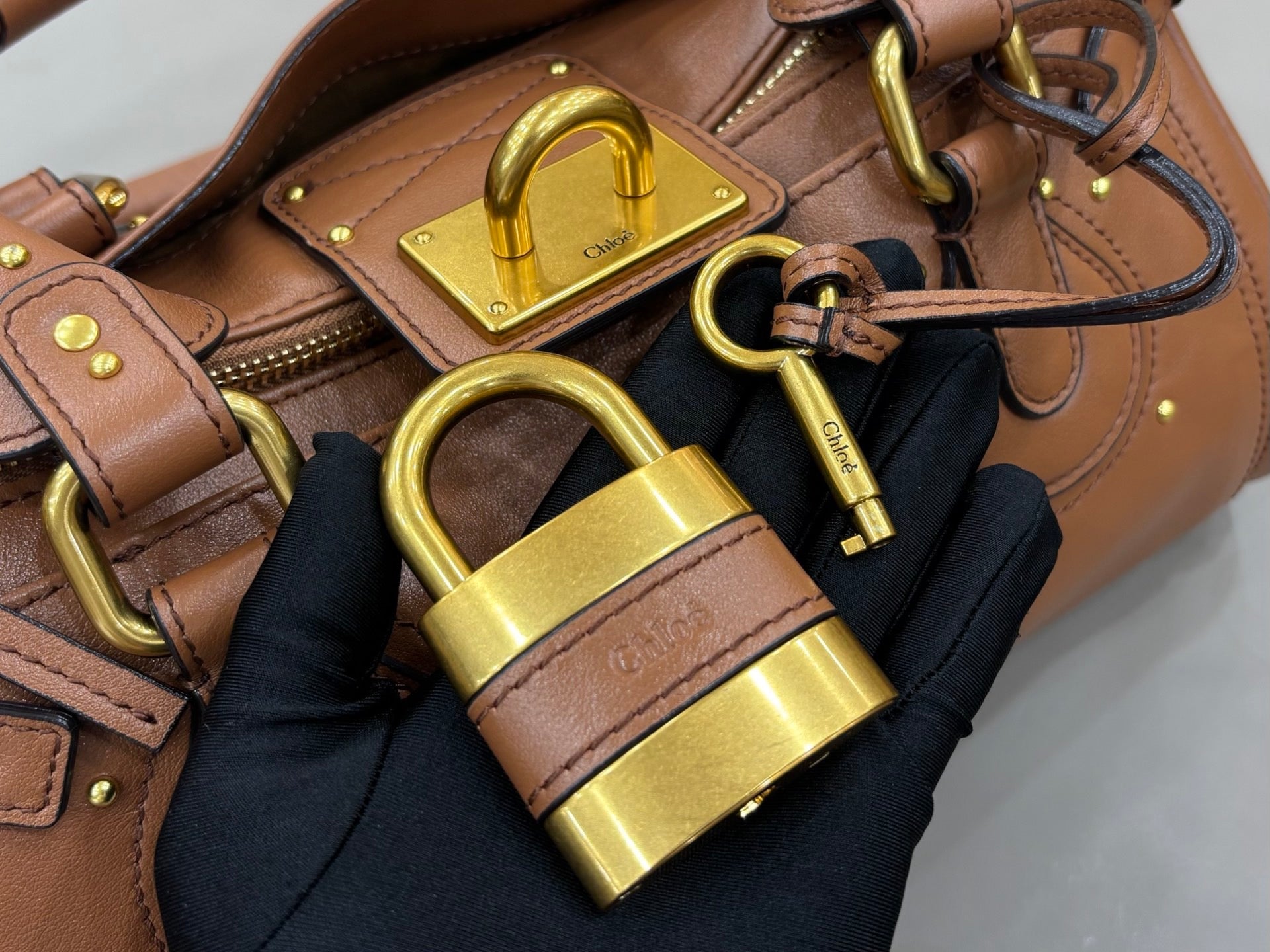 Chloe Paddington 36cm Bag With Gold-tone Hardware Brown Leather