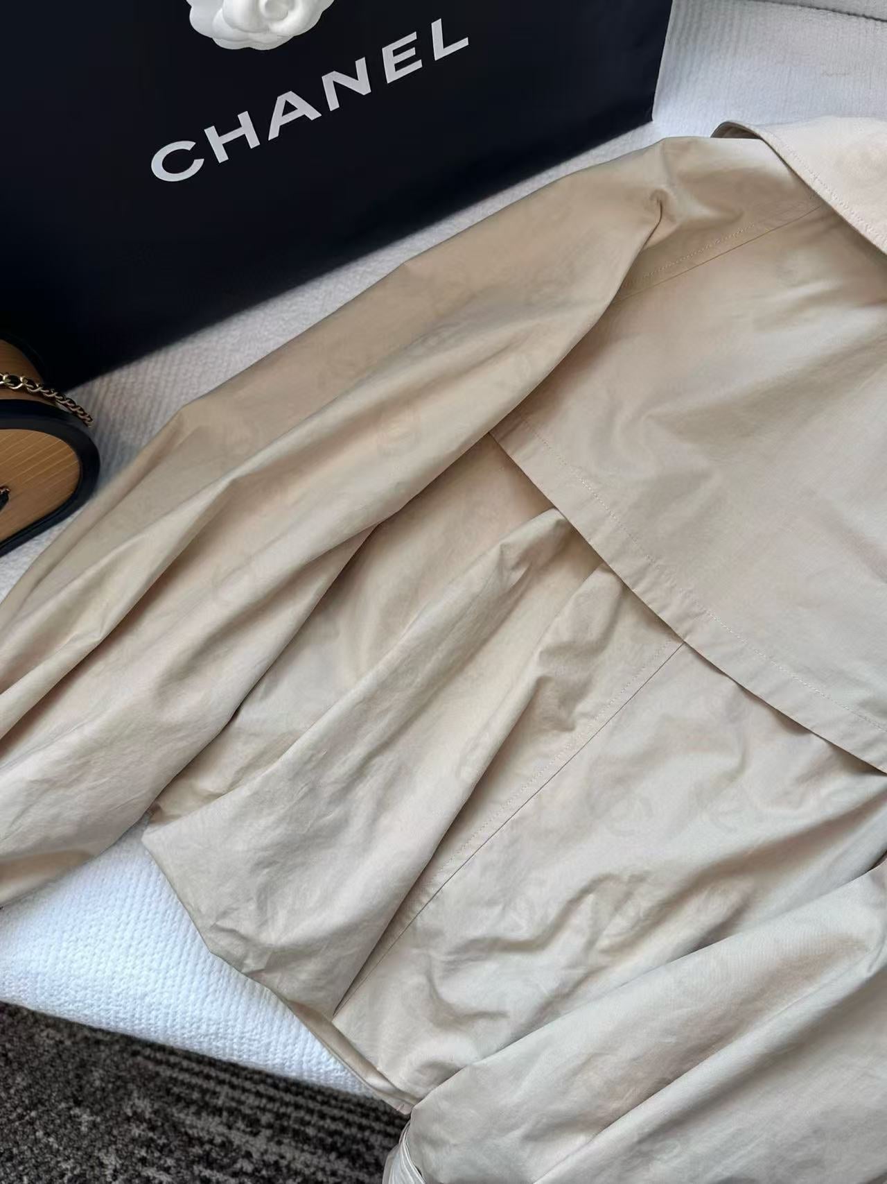 Chanel 2025 Trench Coat Beige Cotton Silk