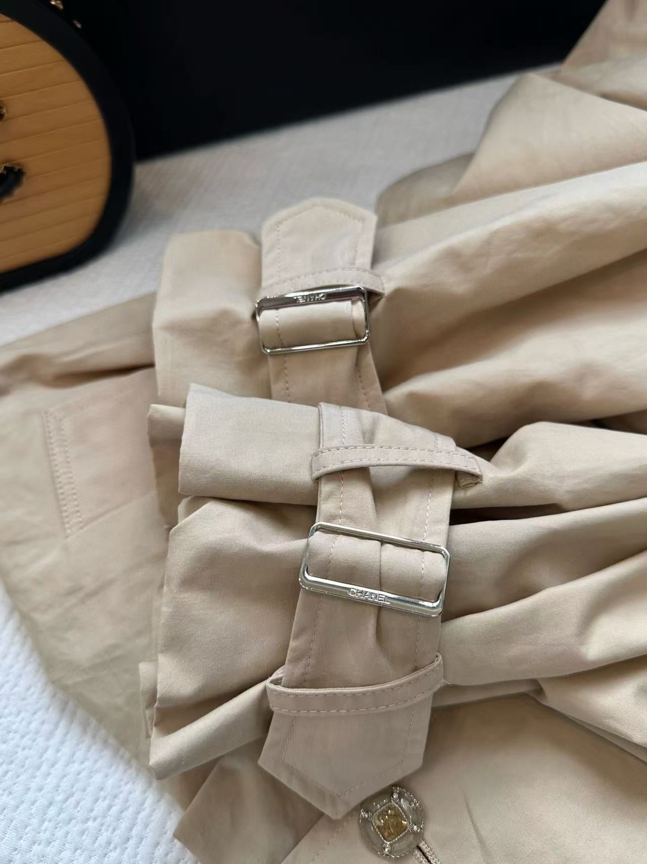 Chanel 2025 Trench Coat Beige Cotton Silk