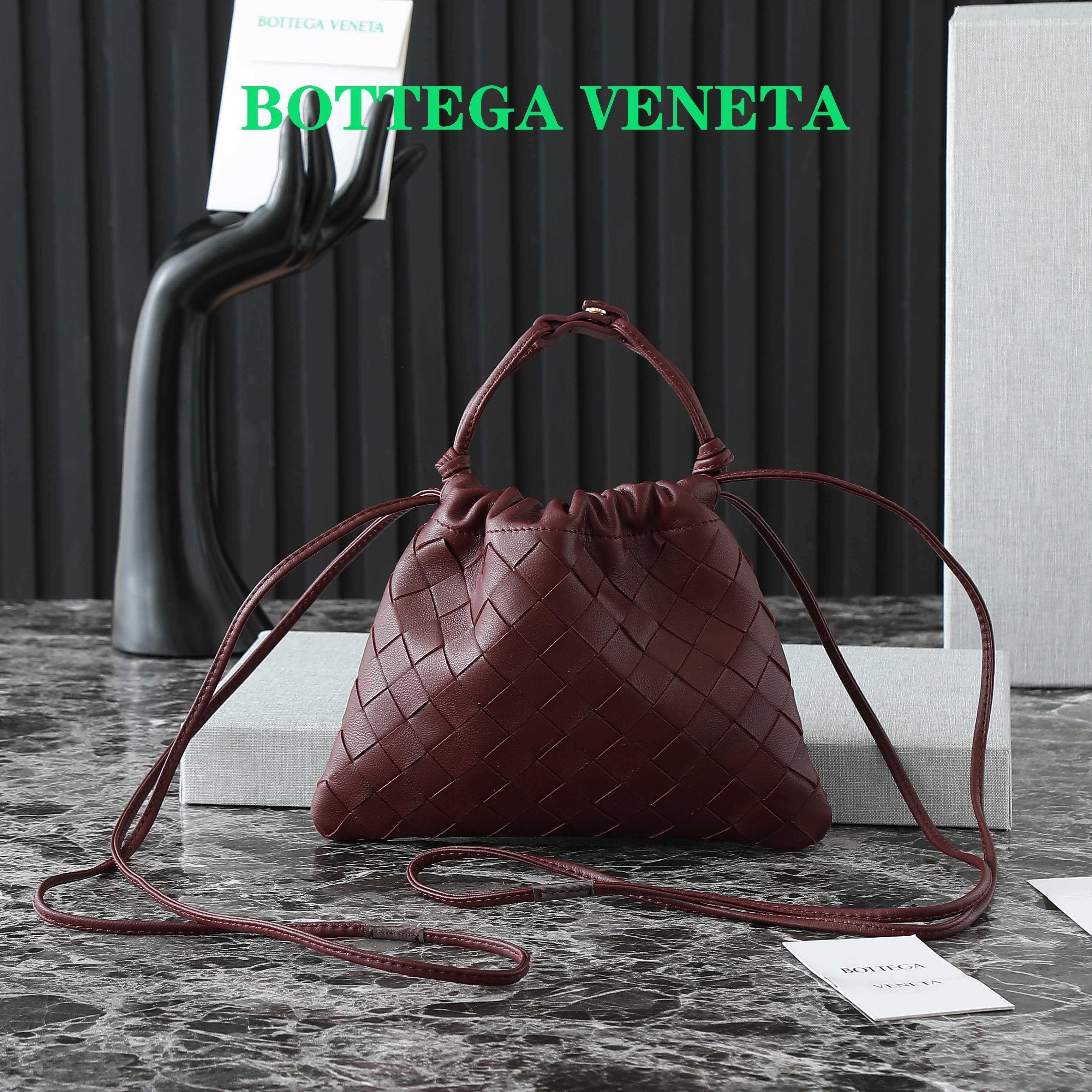 Bottega Veneta 2025 Small Dustbag Burgundy Calf Leather