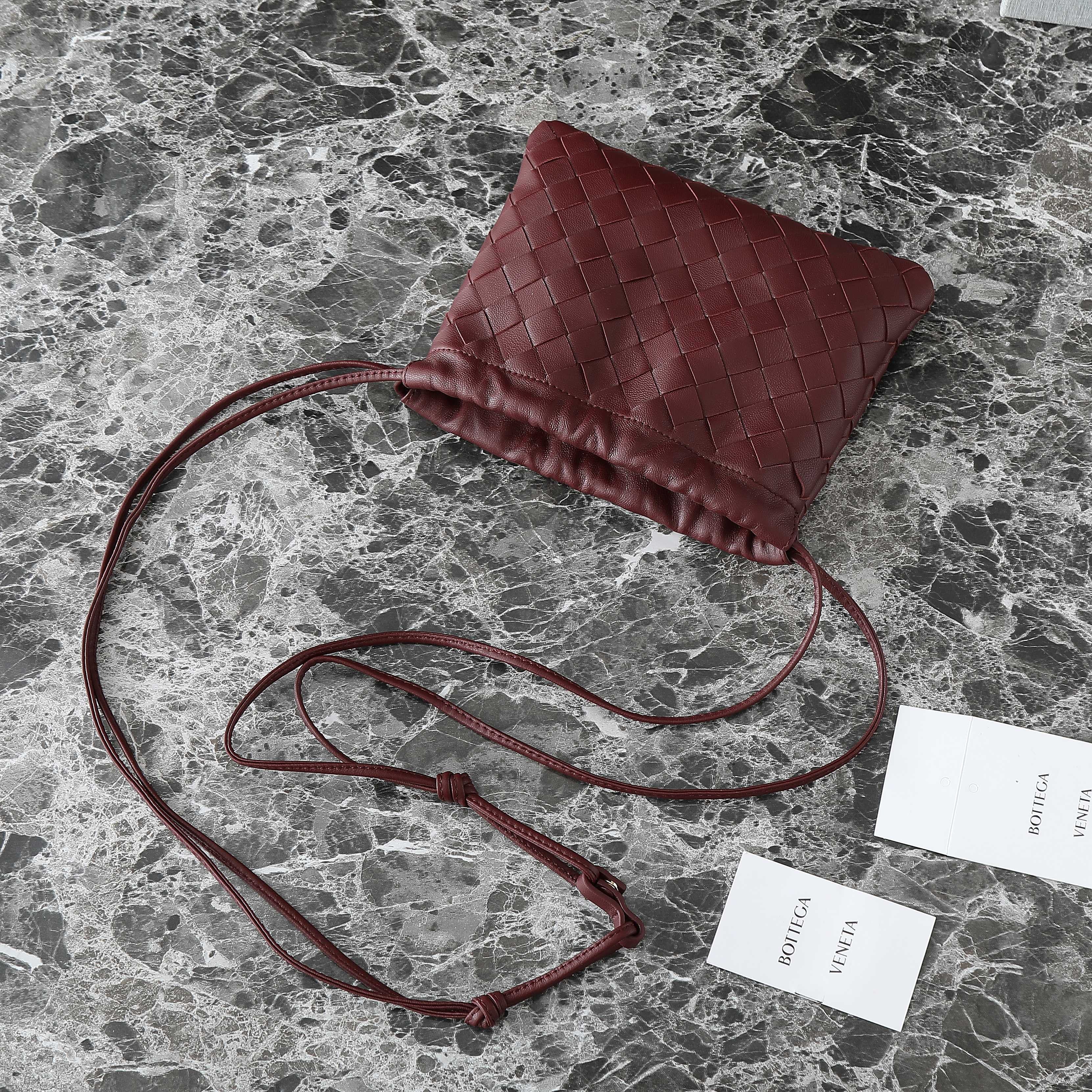Bottega Veneta 2025 Small Dustbag Burgundy Calf Leather