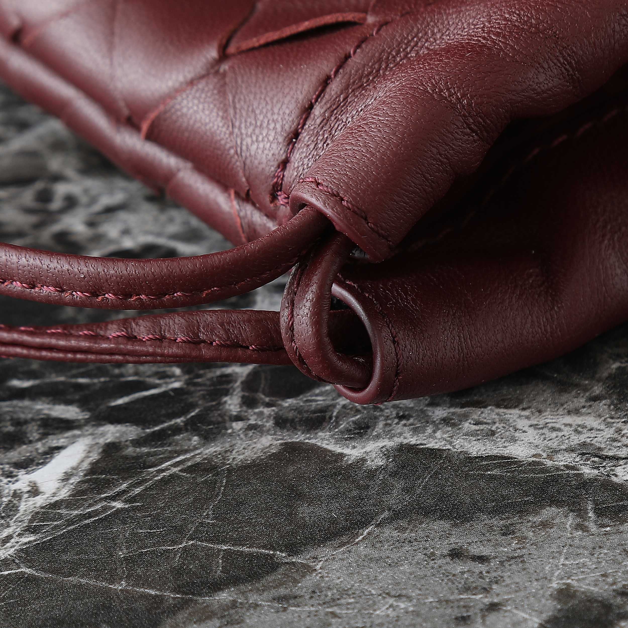 Bottega Veneta 2025 Small Dustbag Burgundy Calf Leather