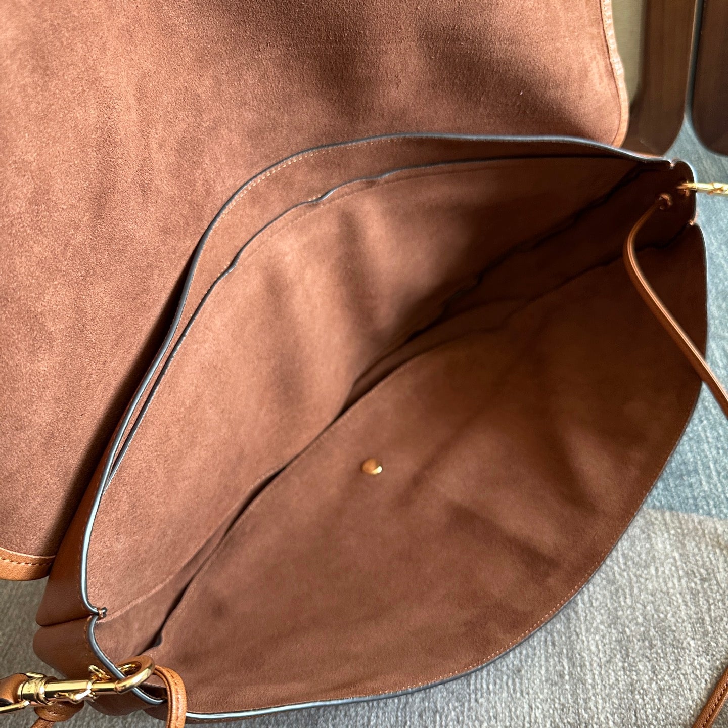 Celine 2025 Halfmoon Soft Triomphe Bag Brown Shiny Lambskin