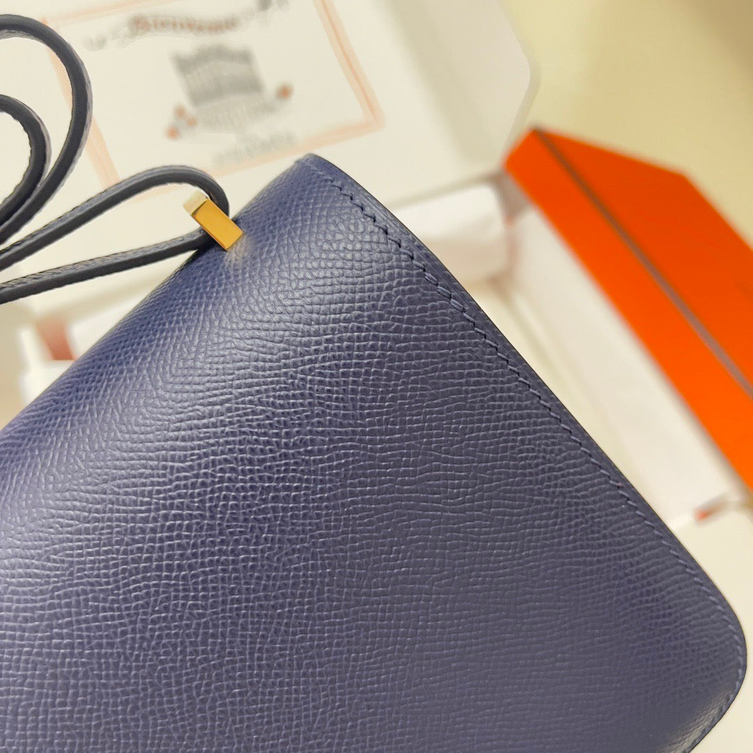 Hermes 2025 Constance Bag Blue Indigo Epsom Leather With Gold Hardware