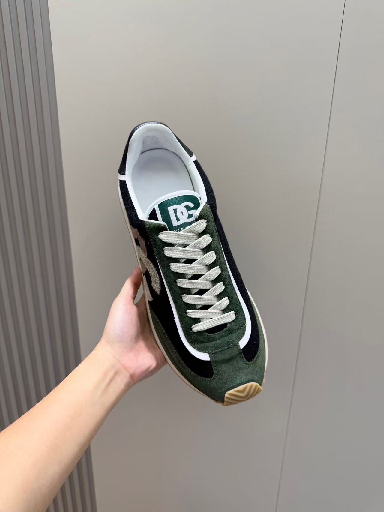 Dolce & Gabbana 2025 DG Cushion Sneaker Forest Green mix Black Suede