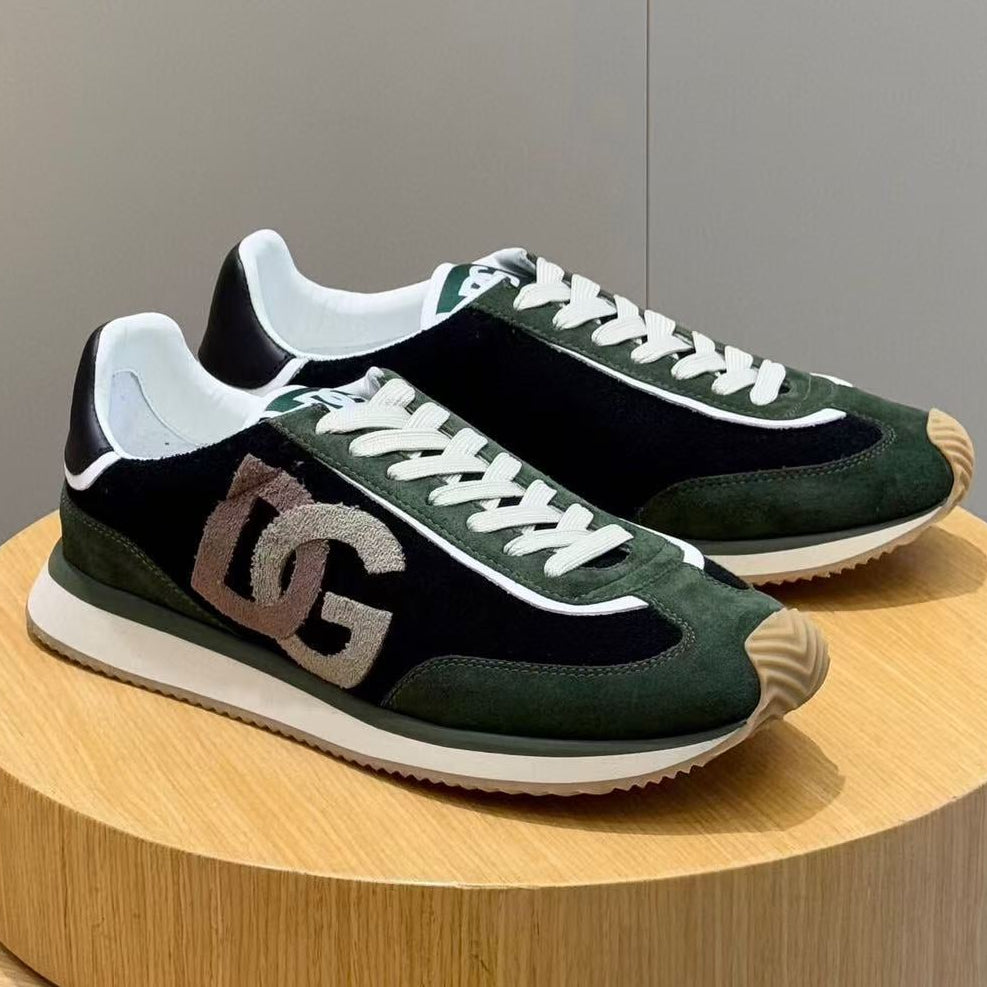 Dolce & Gabbana 2025 DG Cushion Sneaker Forest Green mix Black Suede
