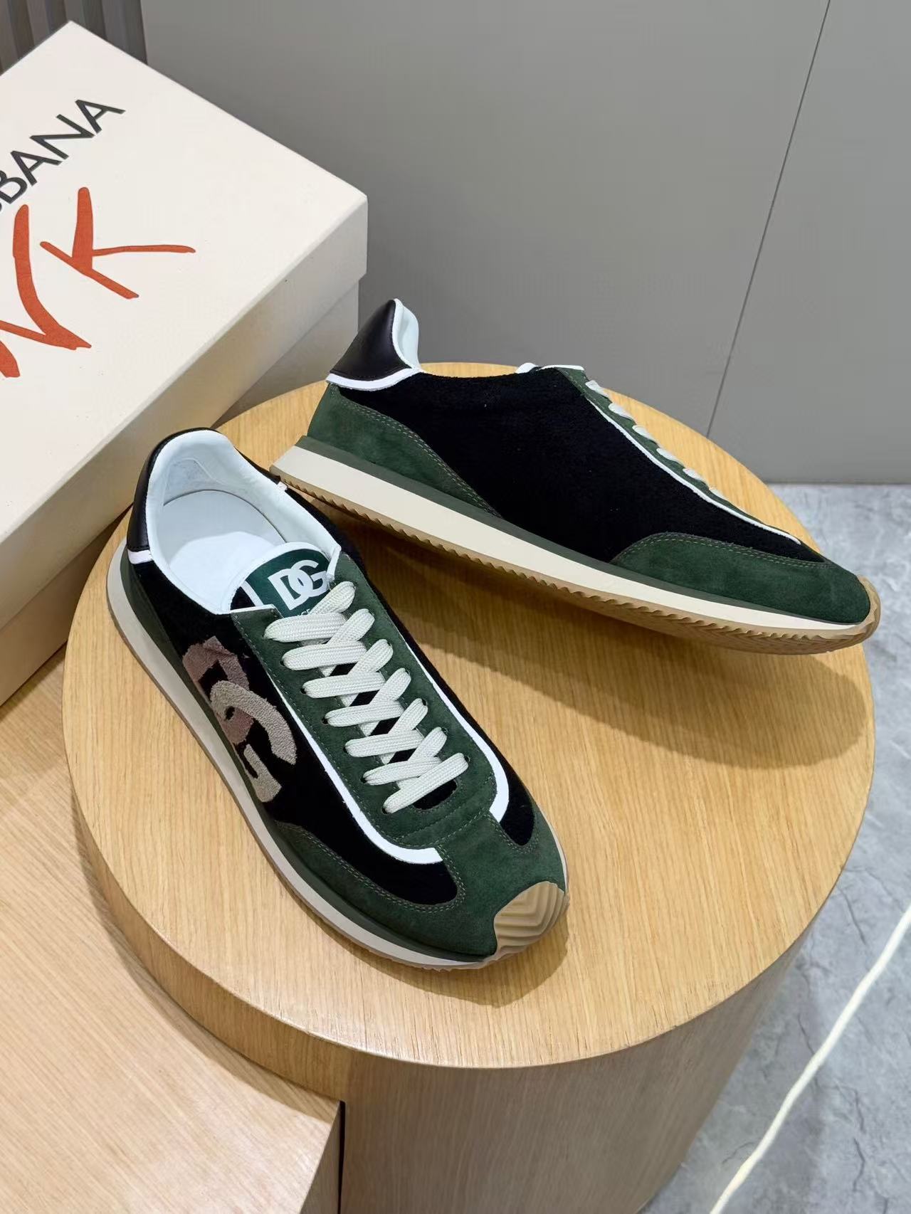 Dolce & Gabbana 2025 DG Cushion Sneaker Forest Green mix Black Suede