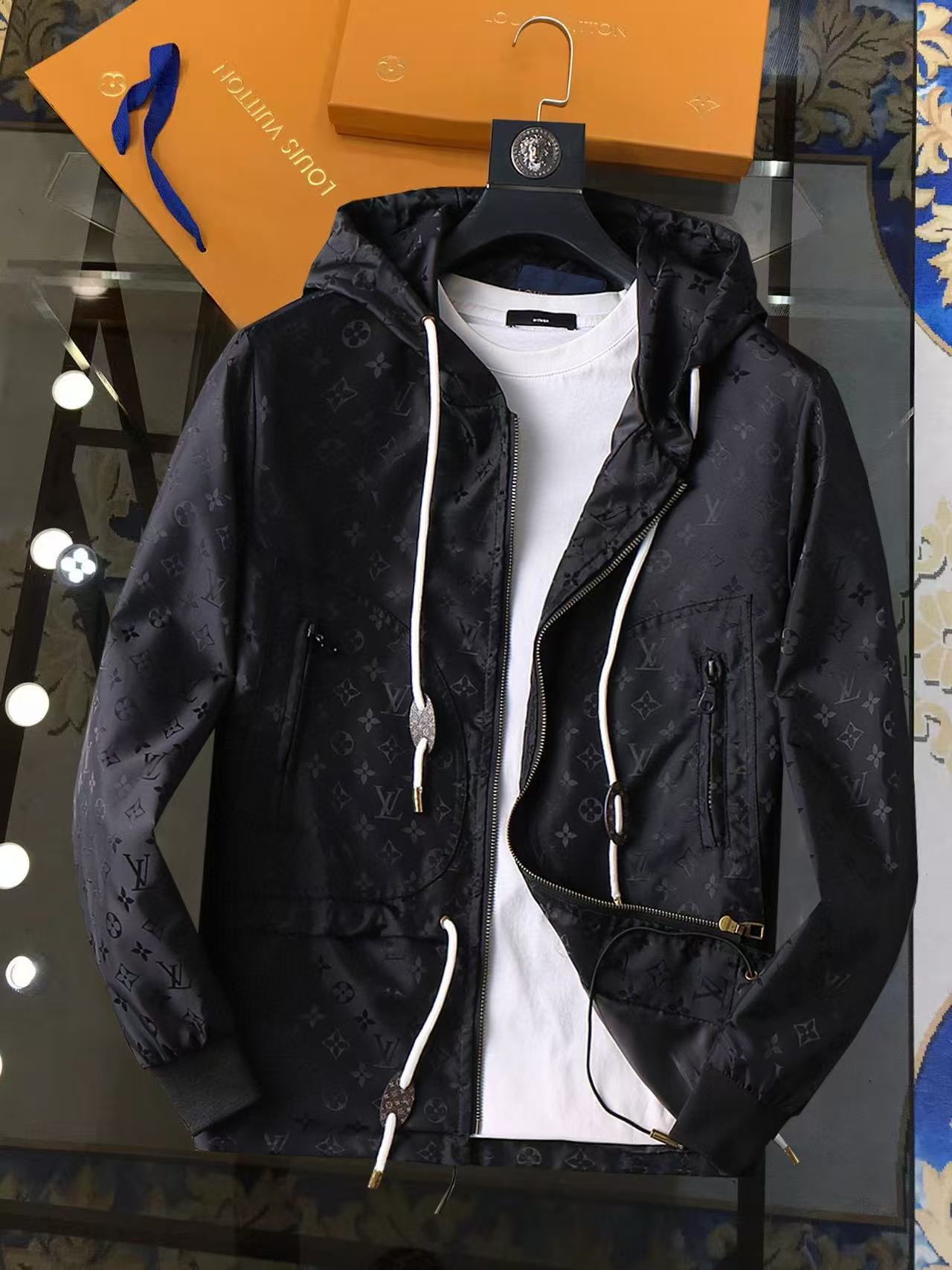 Louis Vuitton 2025 Hooded Jacket Black Re-nylon
