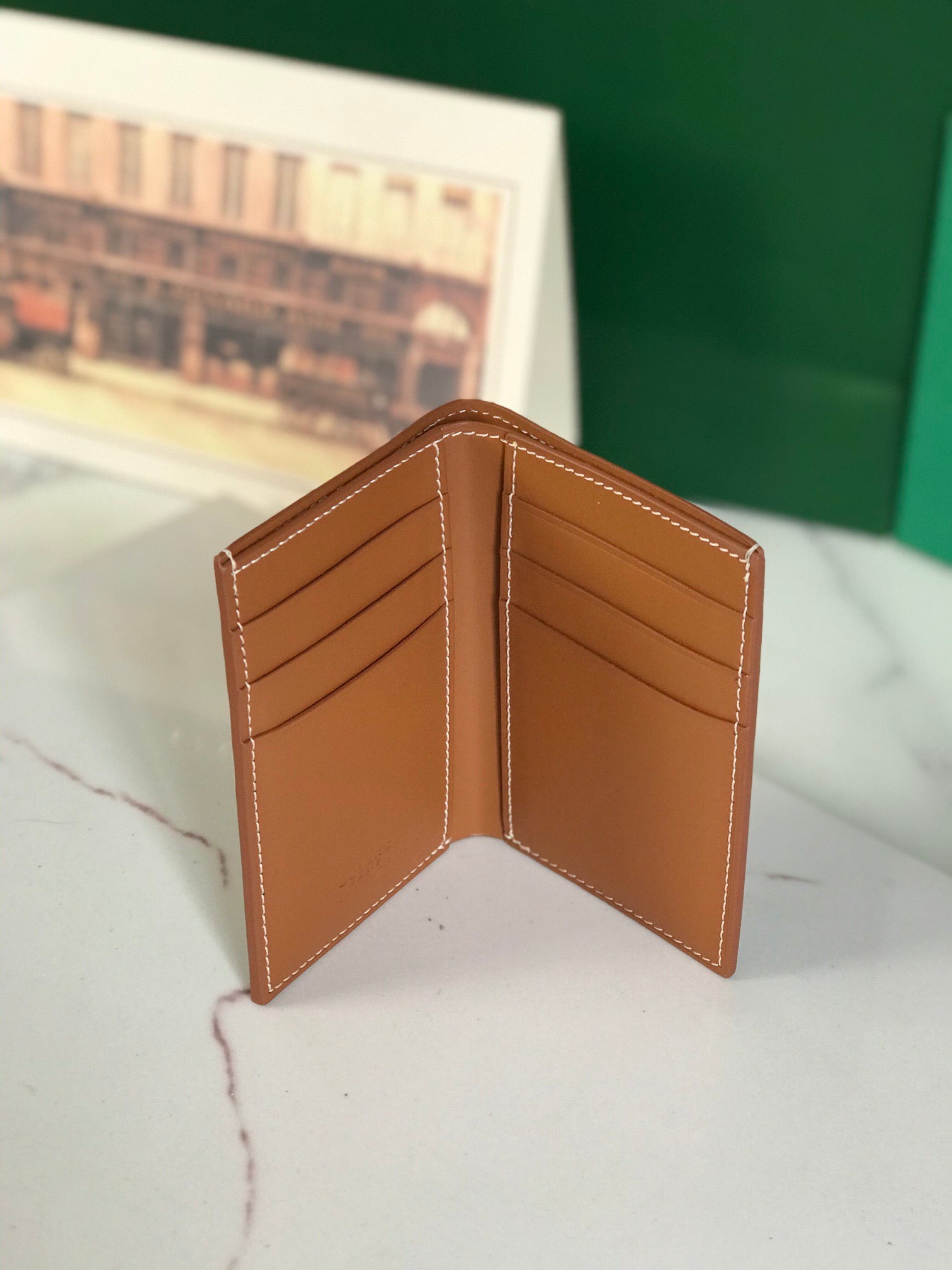 Goyard 2025 Saint-Pierre Card Wallet 11cm Black Tan Calfskin Canvas