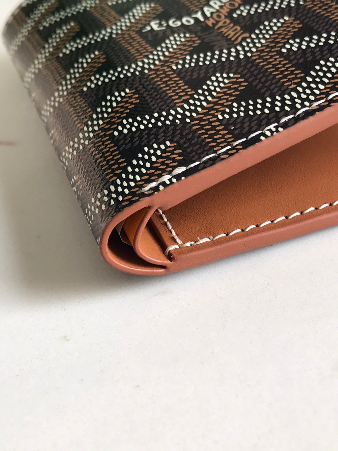 Goyard 2025 Saint-Pierre Card Wallet 11cm Black Tan Calfskin Canvas