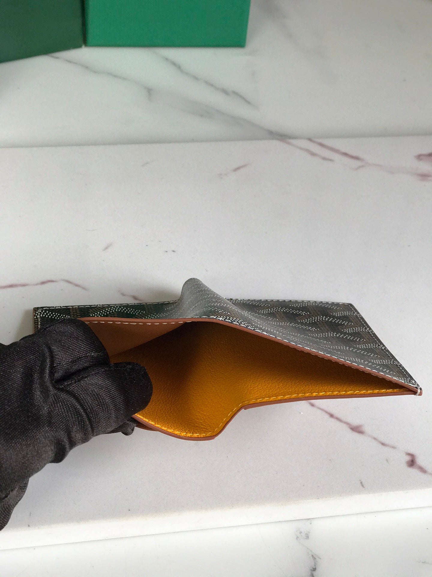 Goyard 2025 Saint-Pierre Card Wallet 11cm Black Tan Calfskin Canvas