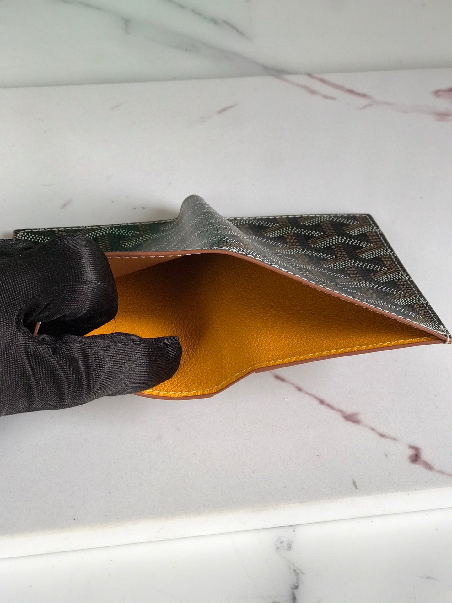 Goyard 2025 Saint-Pierre Card Wallet 11cm Black Tan Calfskin Canvas