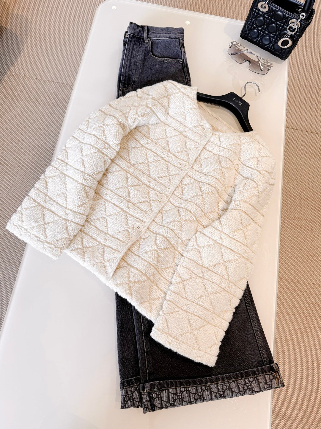 Dior 2025 Alps Cannage Jacket Cream Wool Cashmere