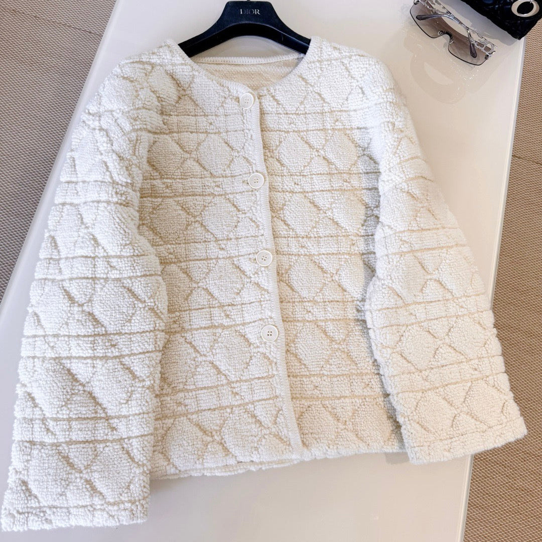 Dior 2025 Alps Cannage Jacket Cream Wool Cashmere