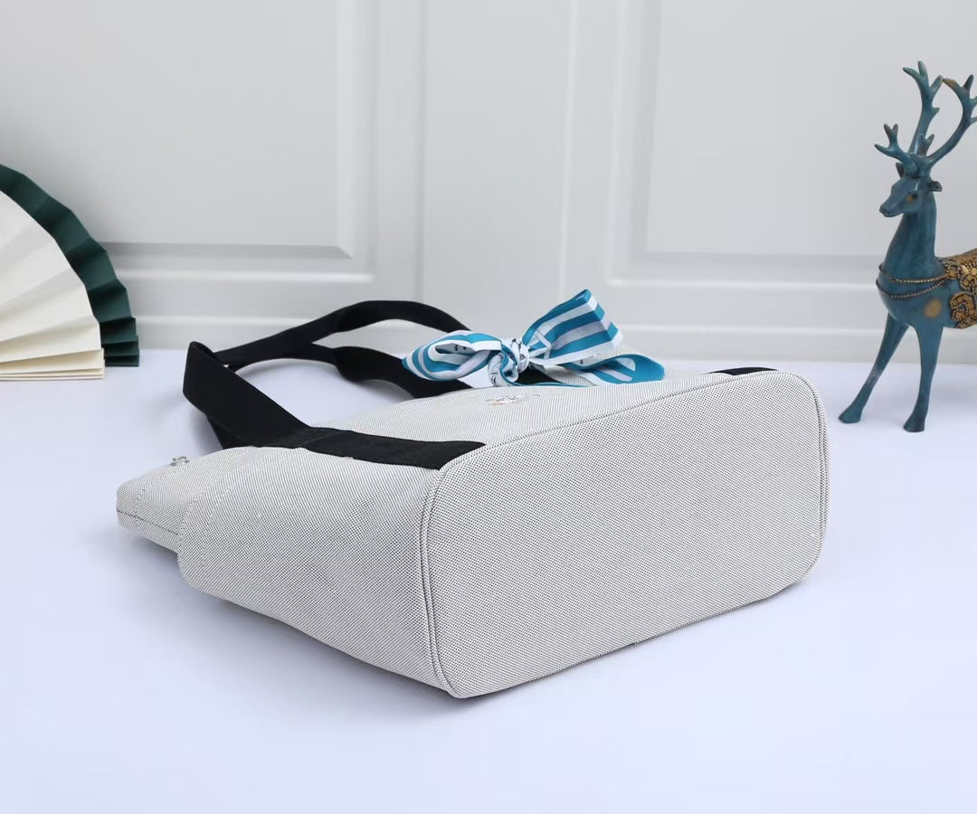 Hermes 2025 Cabriole Nappy Bag Light Gray mix Black Cotton