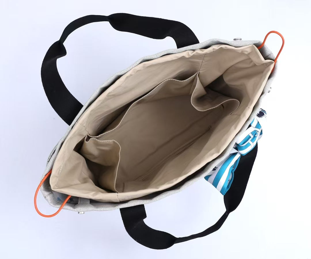 Hermes 2025 Cabriole Nappy Bag Light Gray mix Black Cotton