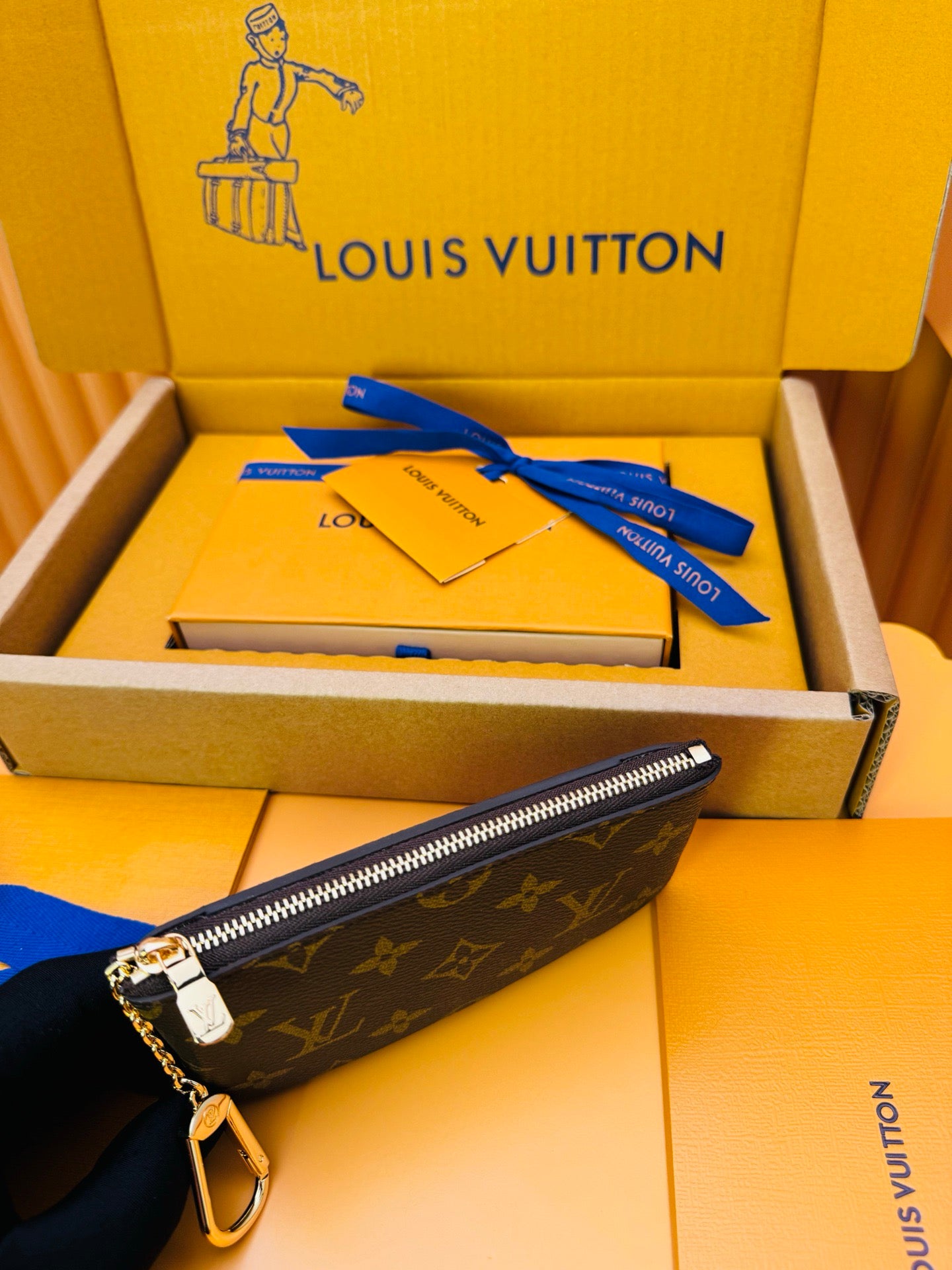 LV 2025 Key Pouch S Brown Cowhide Canvas