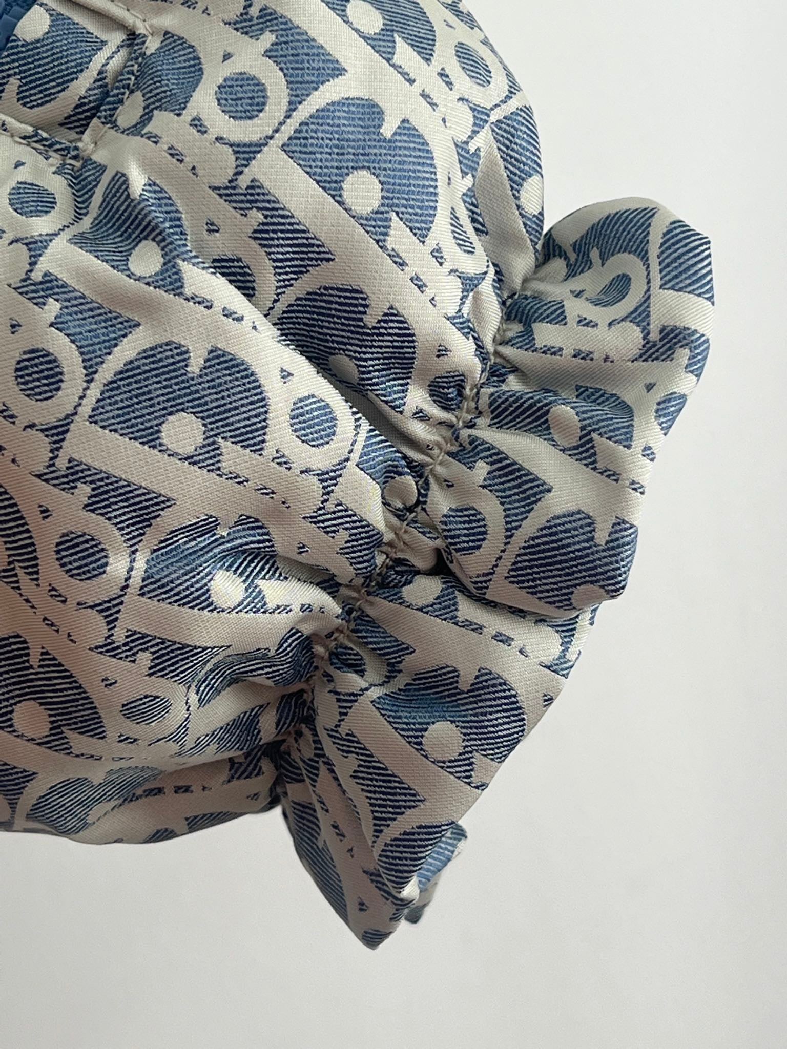 Dior 2026 Oblique Cropped Puffer Jacket Blue White Polyester Down