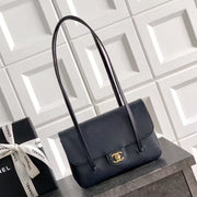 Chanel 2026 Bag 22cm Blue Grained Shiny Calfskin