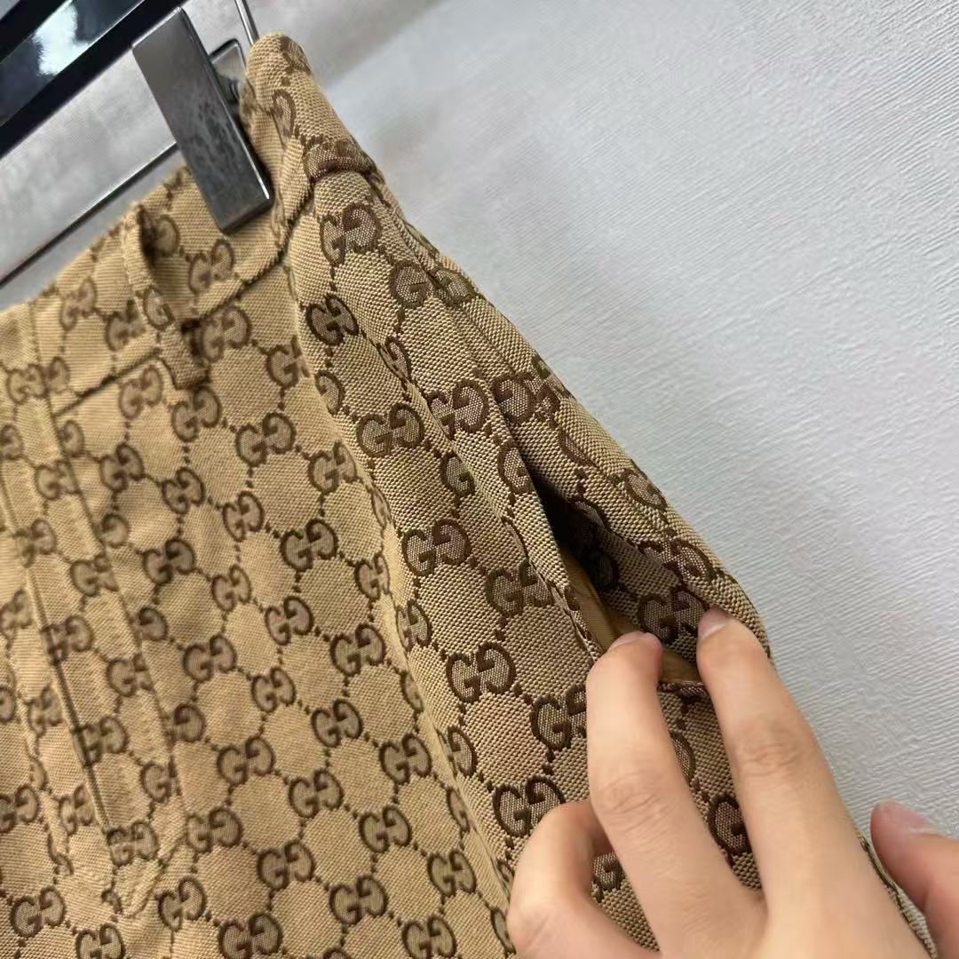 Gucci 2026 Mini Skirt Camel Dark Brown Cotton Polyester