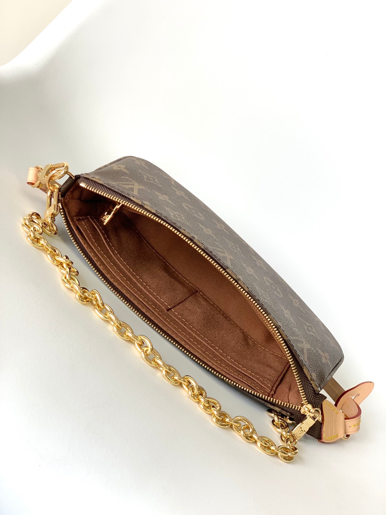 LV 2026 Pochette Accessoires Bag 23.5cm Brown Beige Canvas Cowhide