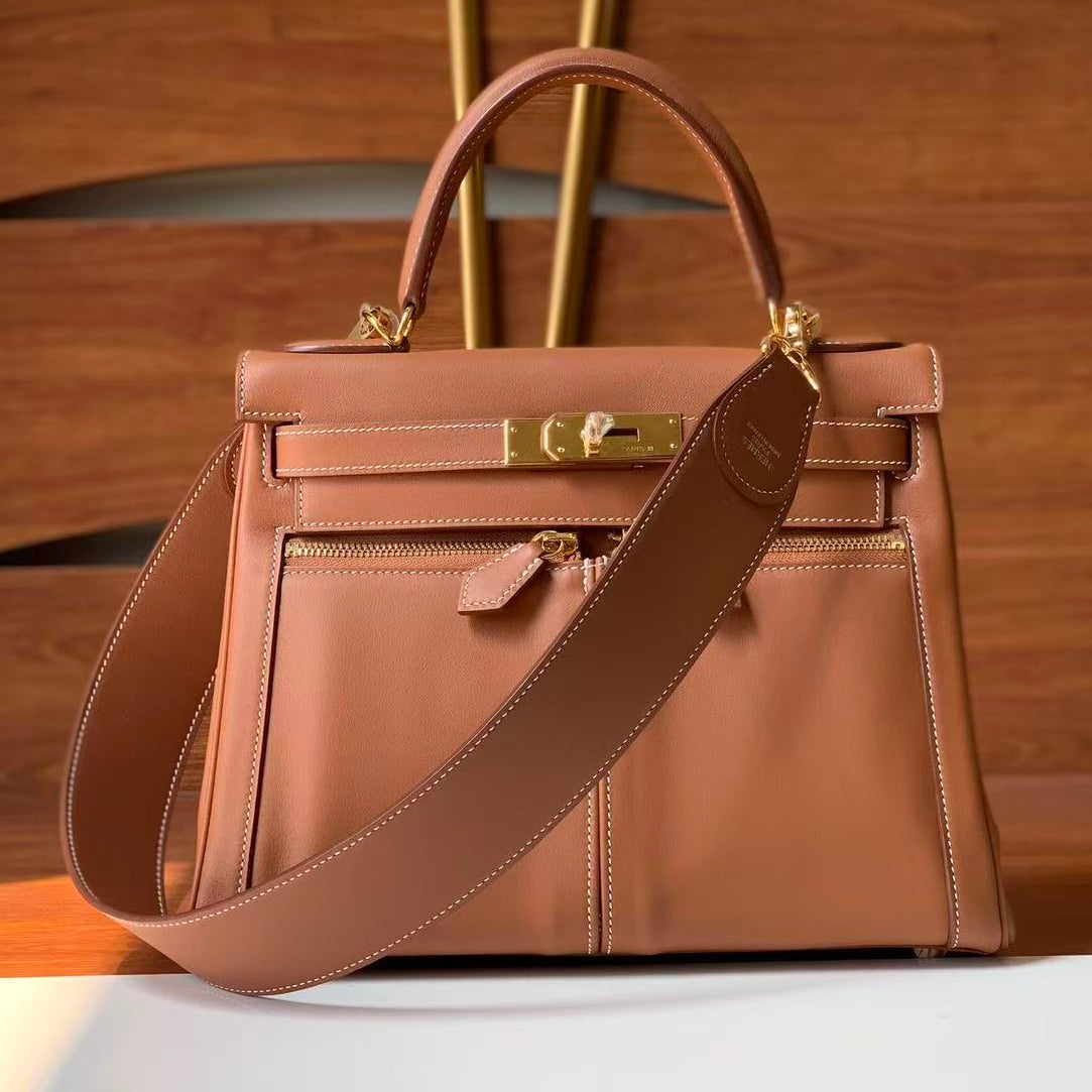 Hermes 2026 Kelly Lakis 2-way Bag Brown Leather