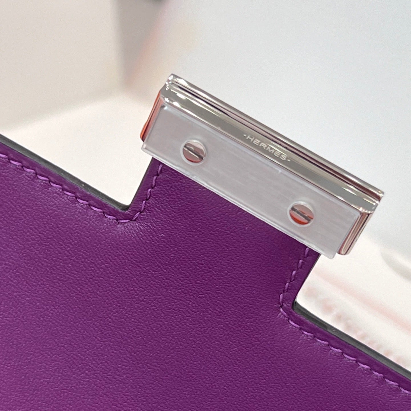 Hermes 2026 Constance Bag Purple Leather With Silver Hardware