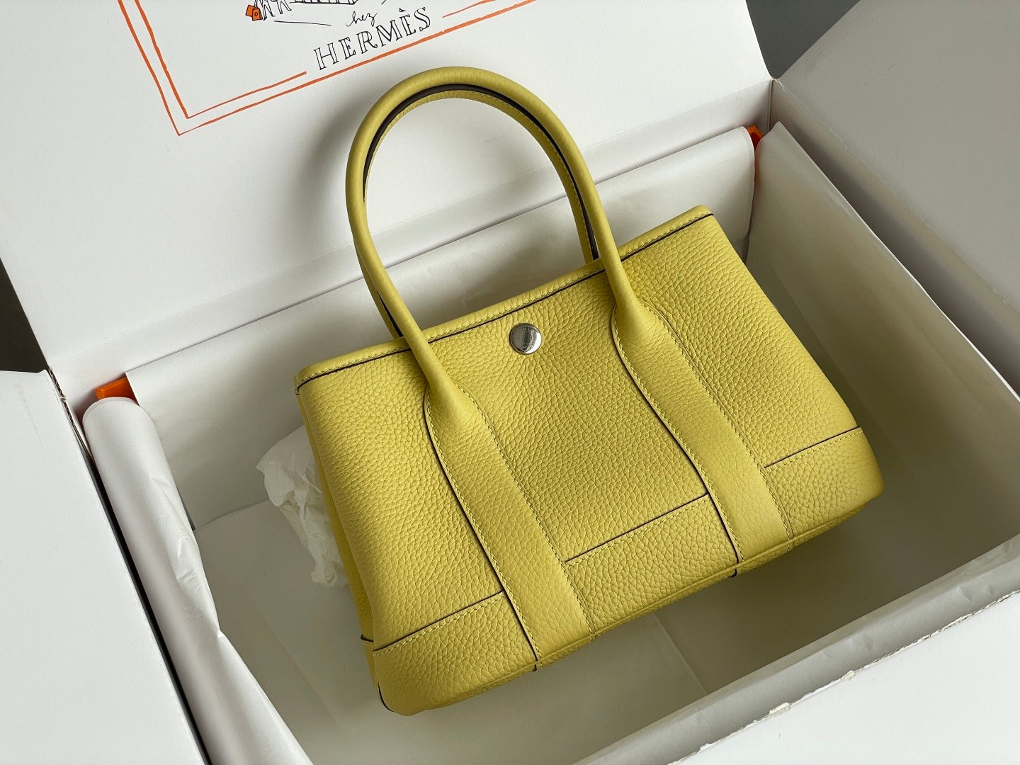 Hermes 2026 Neo Garden Party 23cm Yellow Leather
