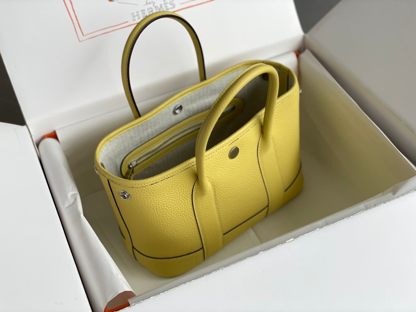 Hermes 2026 Neo Garden Party 23cm Yellow Leather