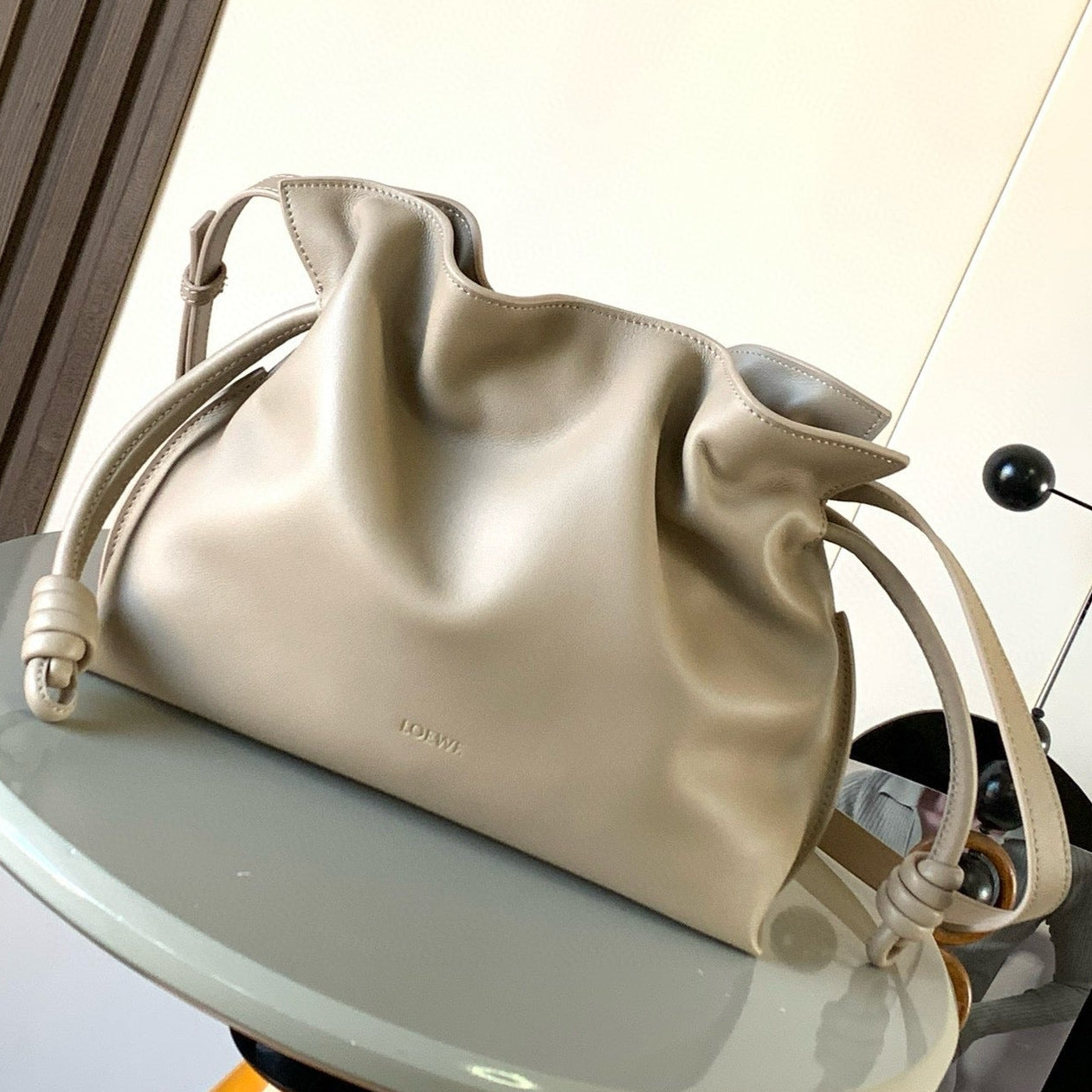 Loewe 2026 Flamenco Clutch 30cm Ivory Nappa Cow Leather