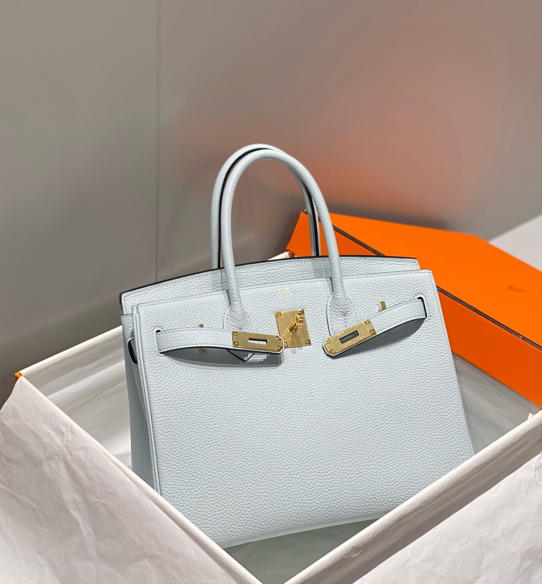 Hermes 2026 Birkin Bag 30cm Blue Togo Calfskin With Gold Hardware
