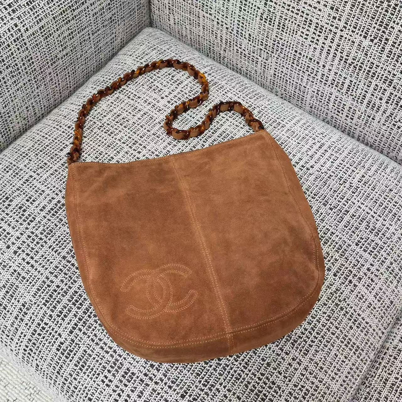 Chanel 2026 Shoulder Bag 33cm Brown Suede