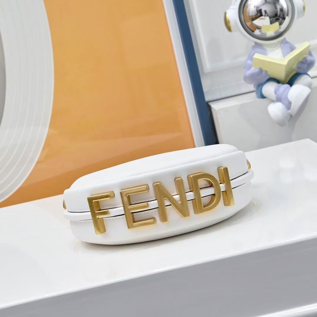 Fendi 2026 Fendigraphy Bag White Calfskin With Gold-tone Metal