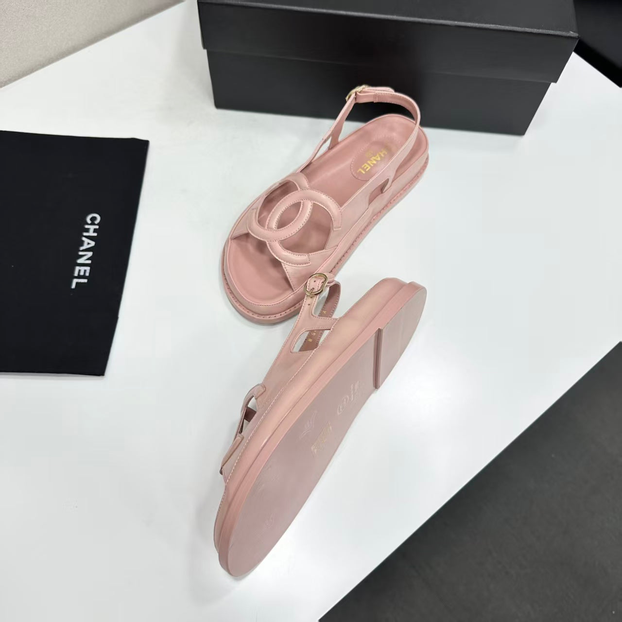 Chanel 2026 Double C Sandal Suede Lambskin