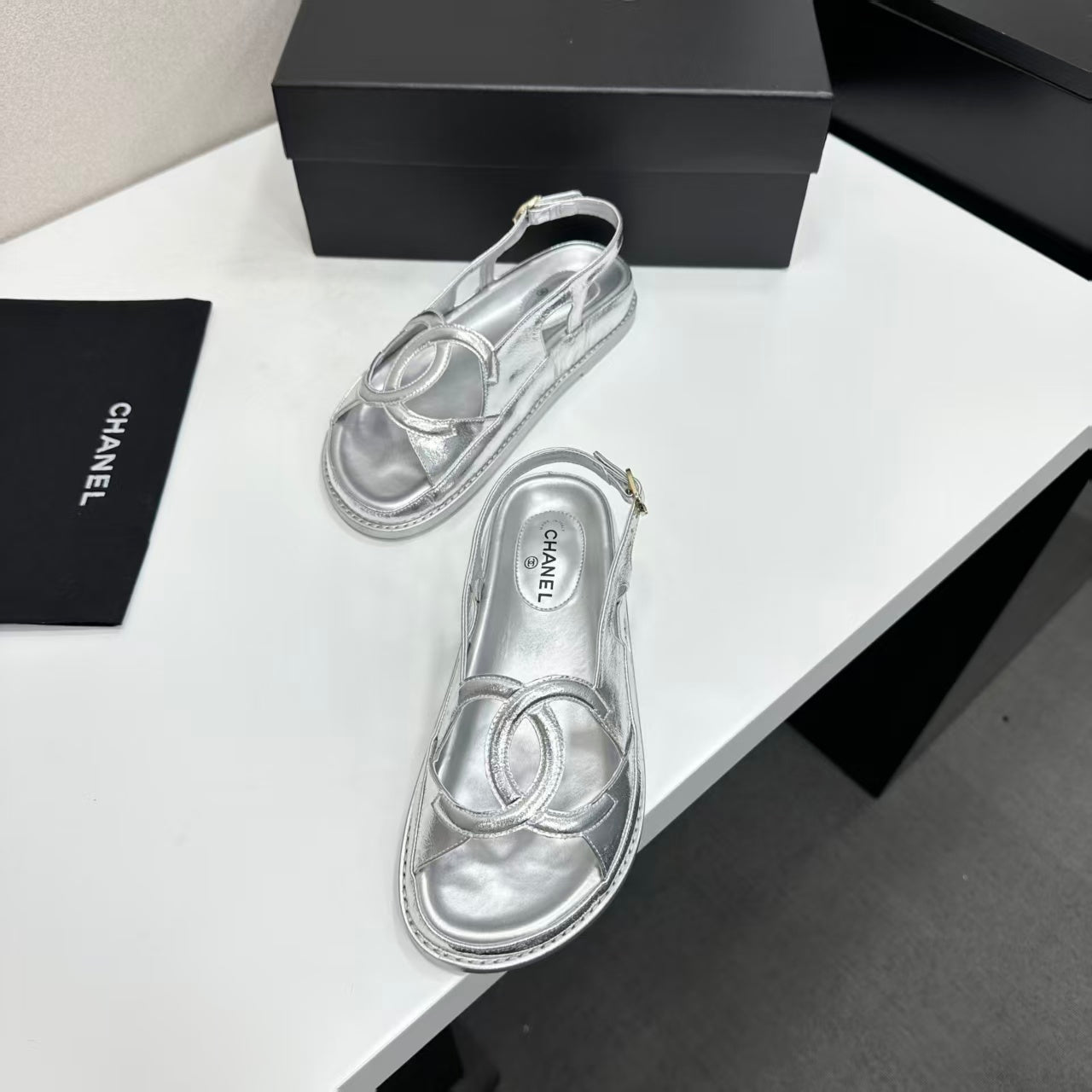 Chanel 2026 Double C Sandal Suede Lambskin