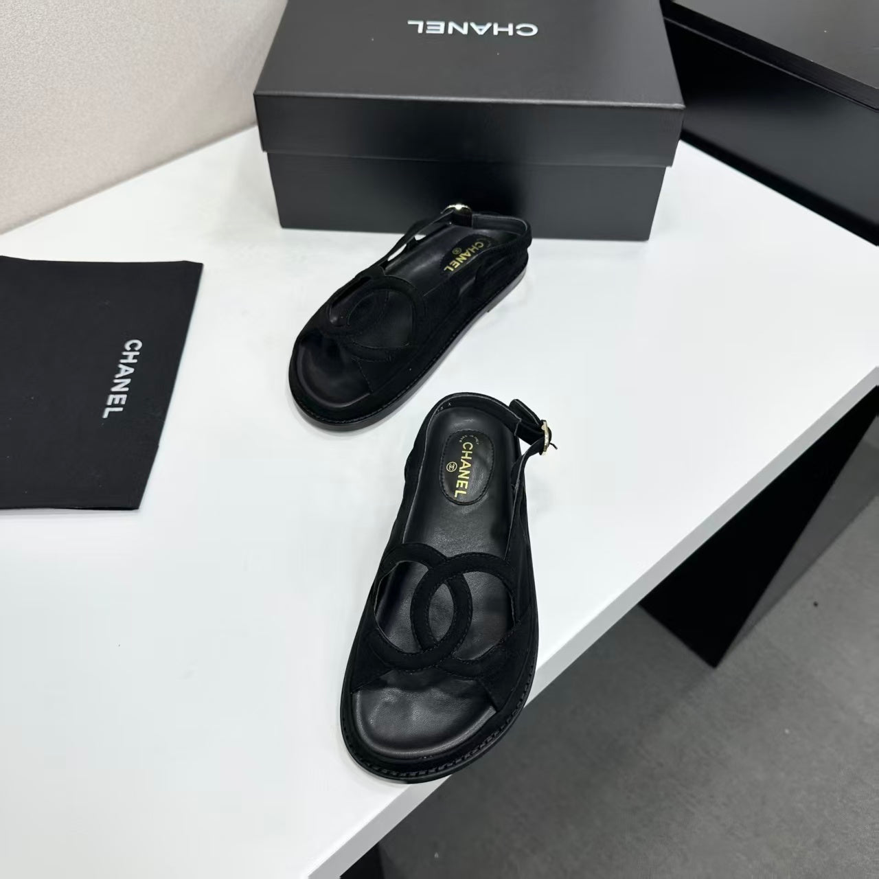 Chanel 2026 Double C Sandal Suede Lambskin