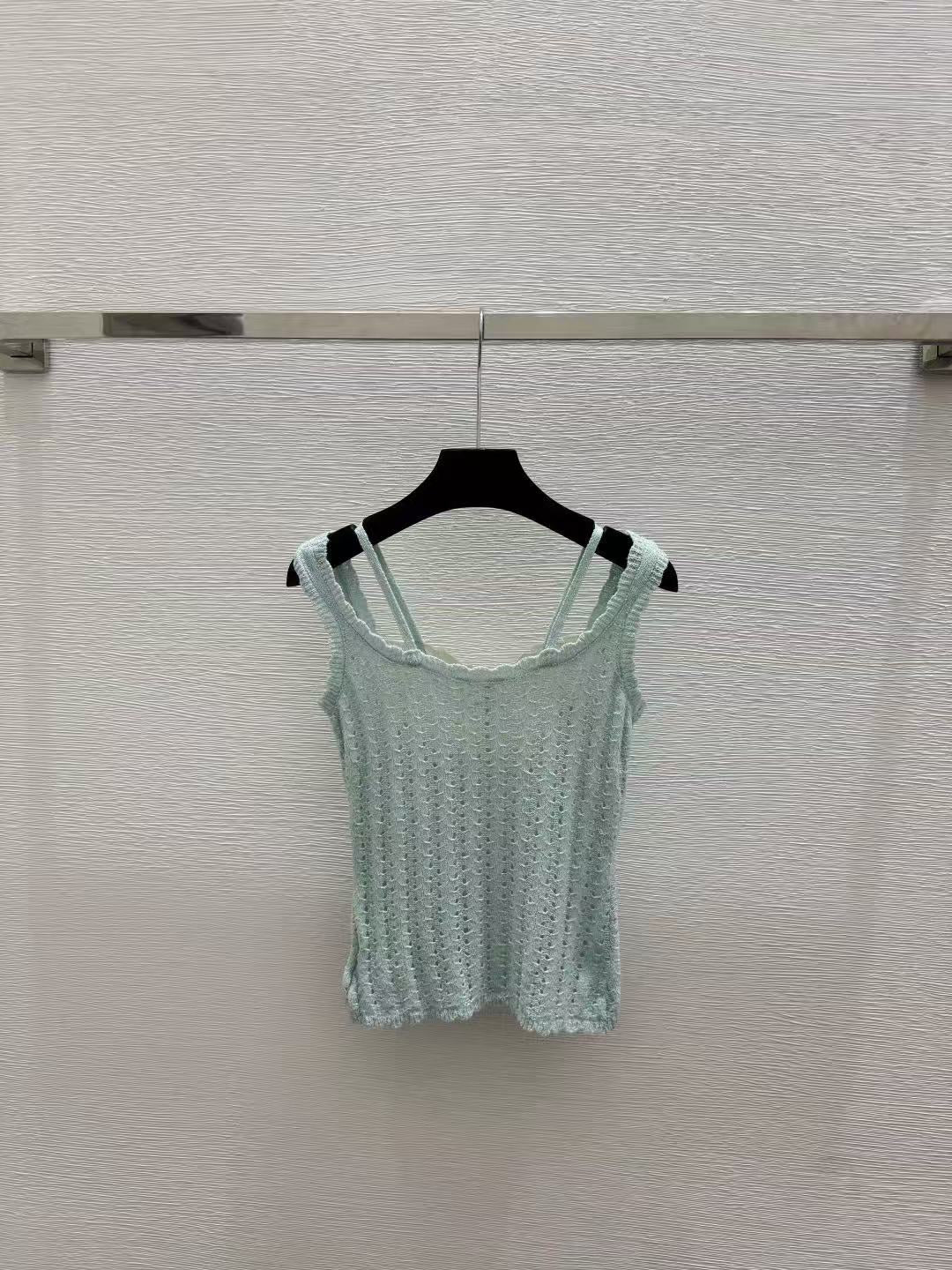 Chanel 2026 Crop Top Mint Green mix White Cotton