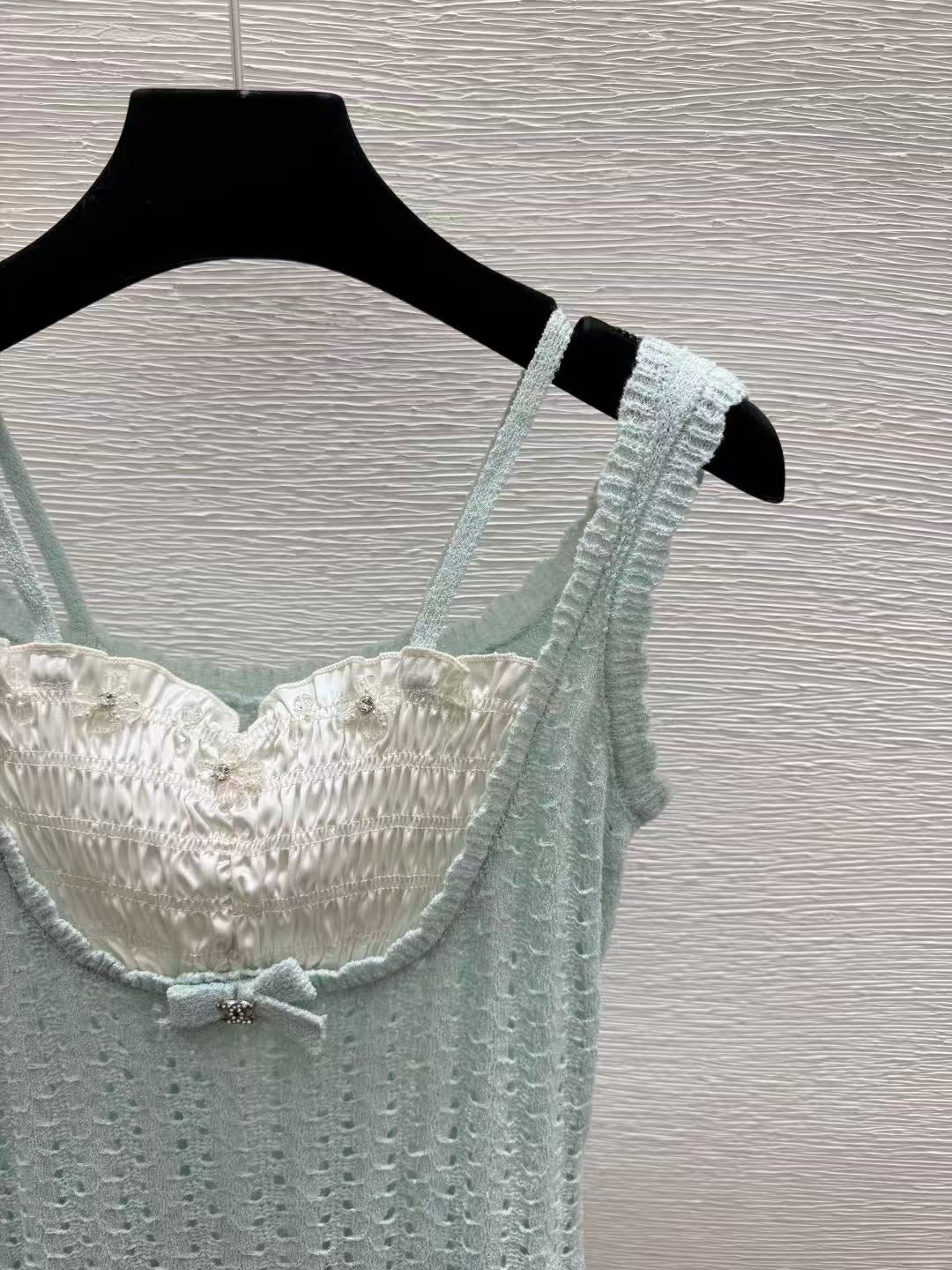 Chanel 2026 Crop Top Mint Green mix White Cotton