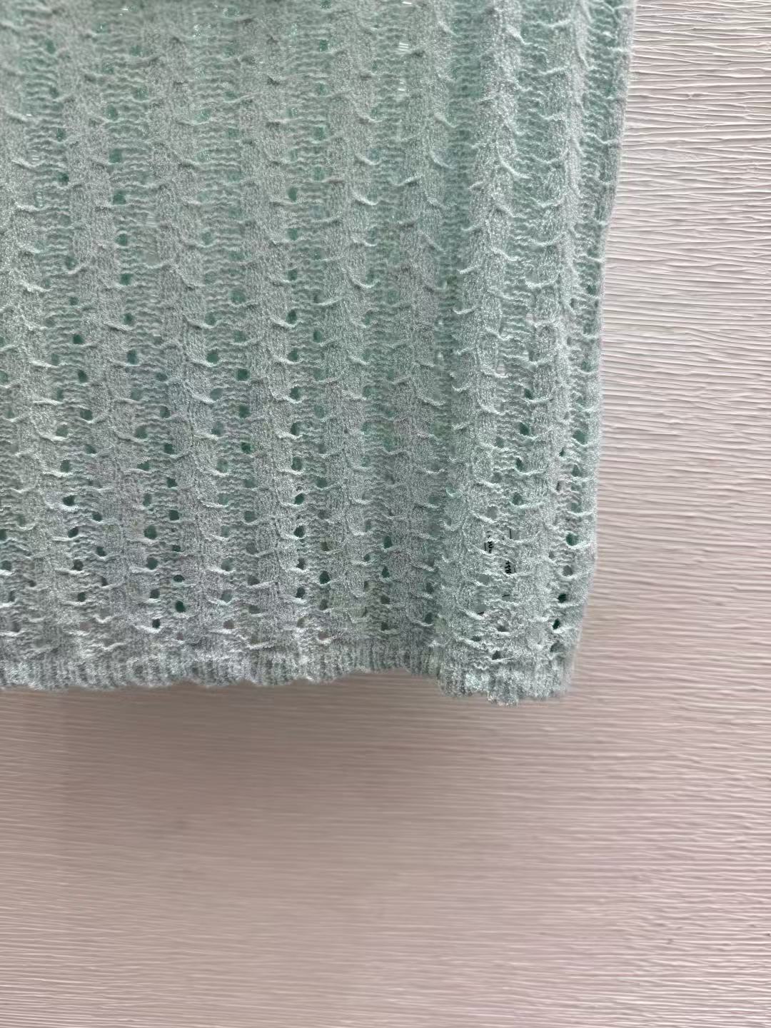 Chanel 2026 Crop Top Mint Green mix White Cotton