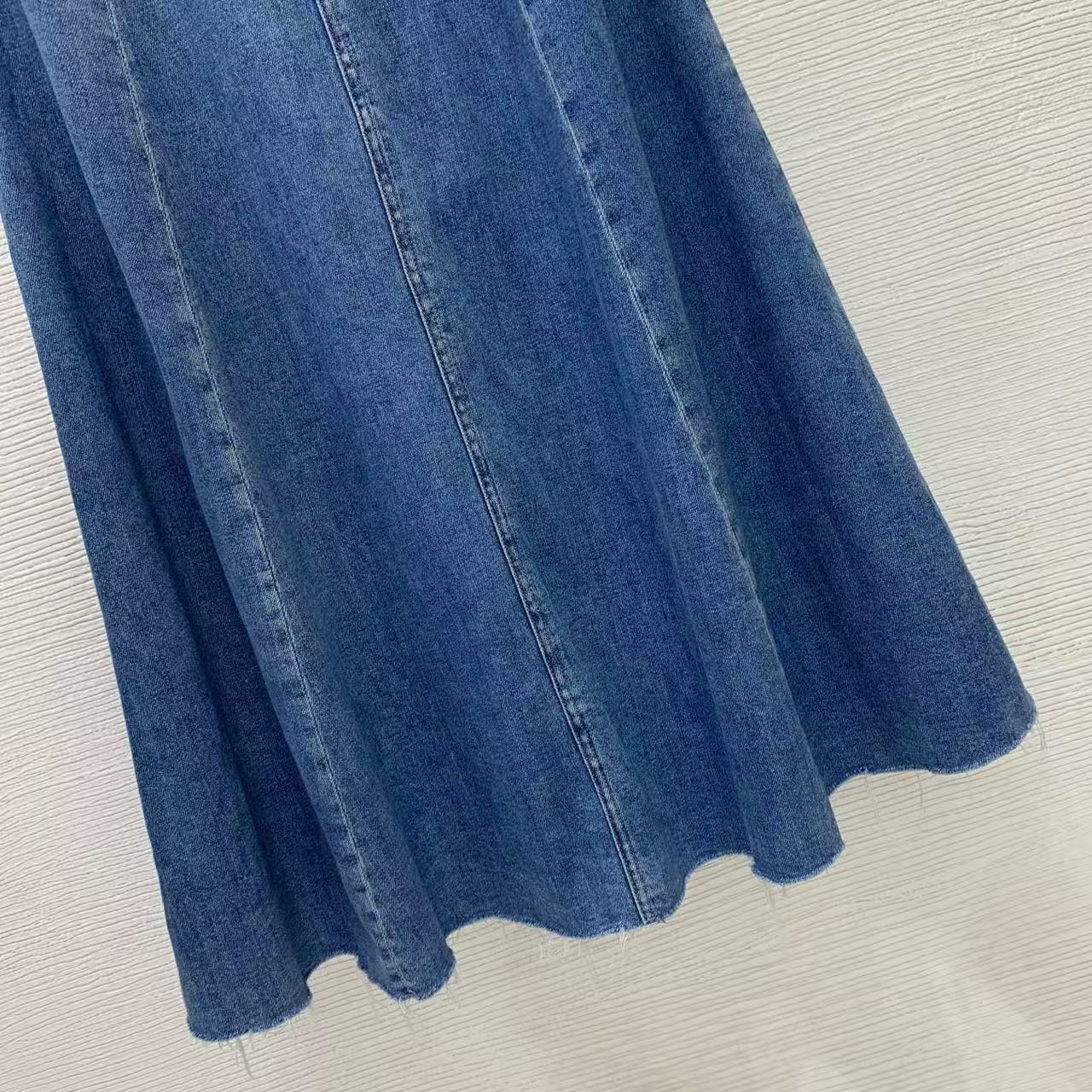 Chanel 2026 Maxi Skirt Blue Denim Cotton 411882