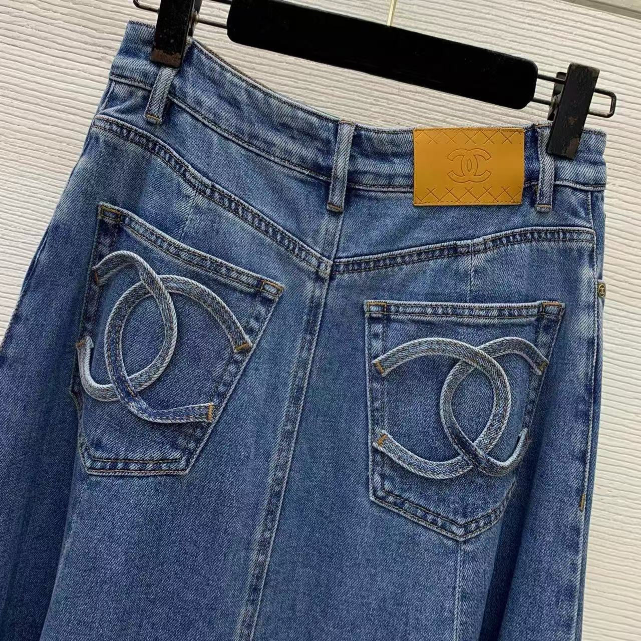 Chanel 2026 Maxi Skirt Blue Denim Cotton 411882
