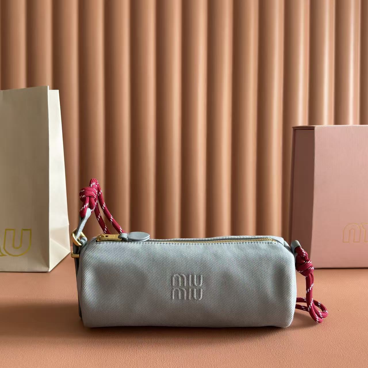 Miumiu 2026 Bag 22cm Suede Canvas Leather
