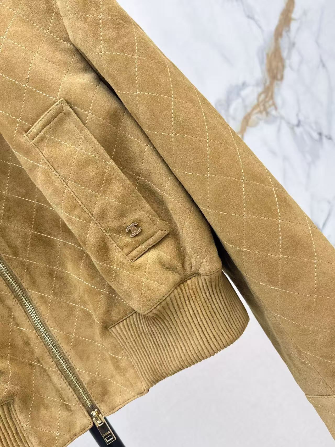 Chanel 2026 Jacket Fango Beige Suede Sheepskin
