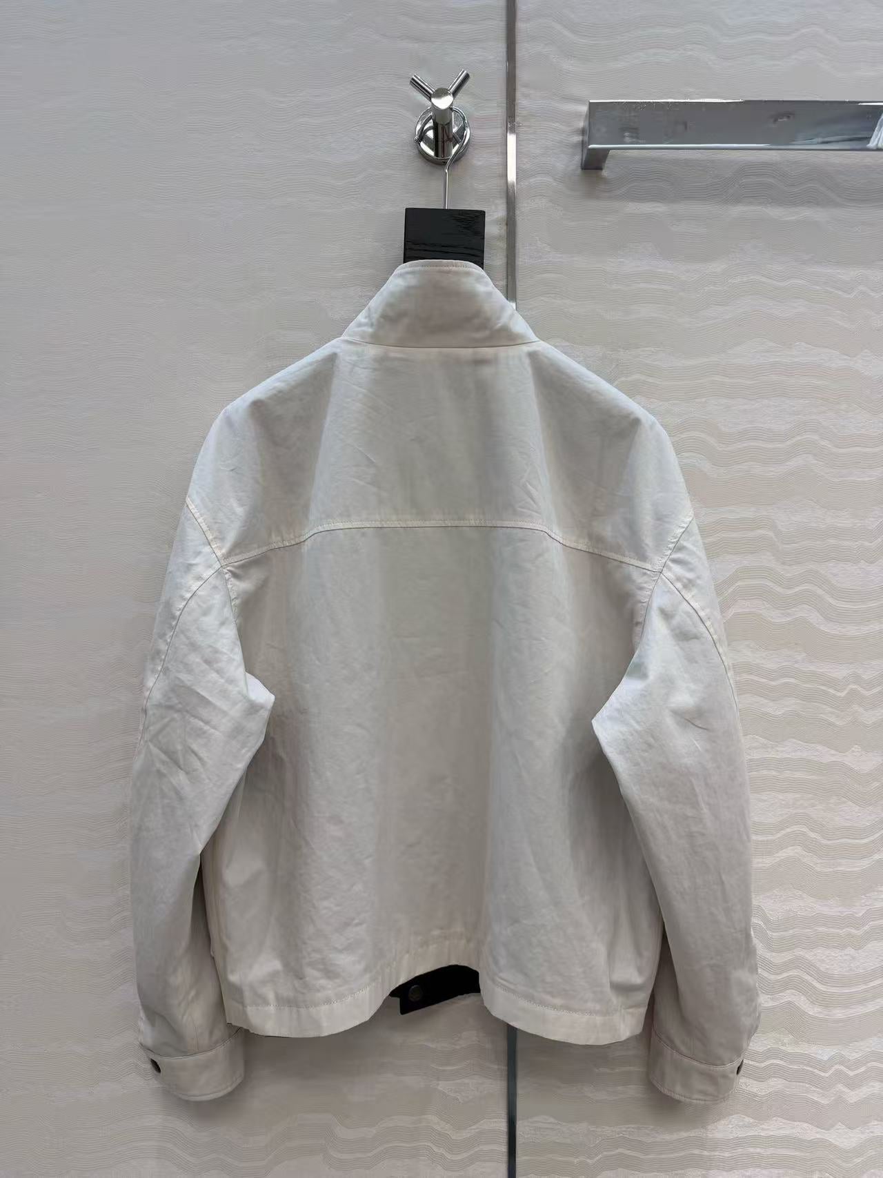 YSL 2026 Cassandre Reversible Jacket White Mix Navy Blue Cotton
