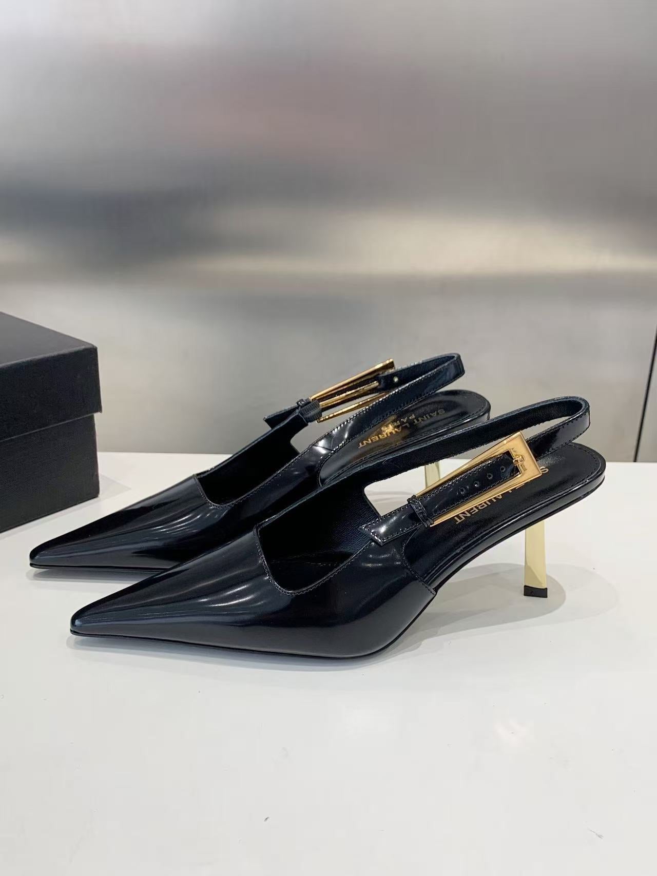Saint Laurent 2026 Lee High-heeled Slingback Leather