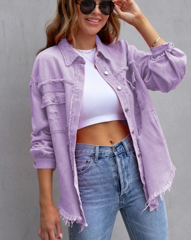 CYA - RIPPED OVERSIZED DENIM JACKET VEV37665