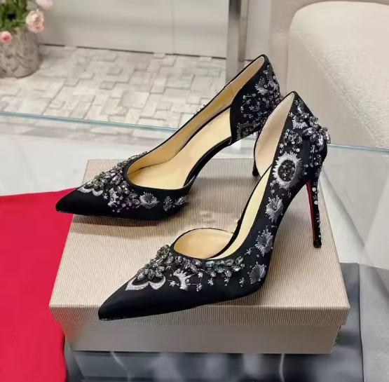 CL 25 Pump High Heels 100mm Silk and Sheepskin 240506